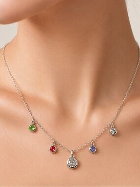 **Mexico Sterling Silver Chakra Necklace 18" New Genuine Gemstone Healing Jewelr